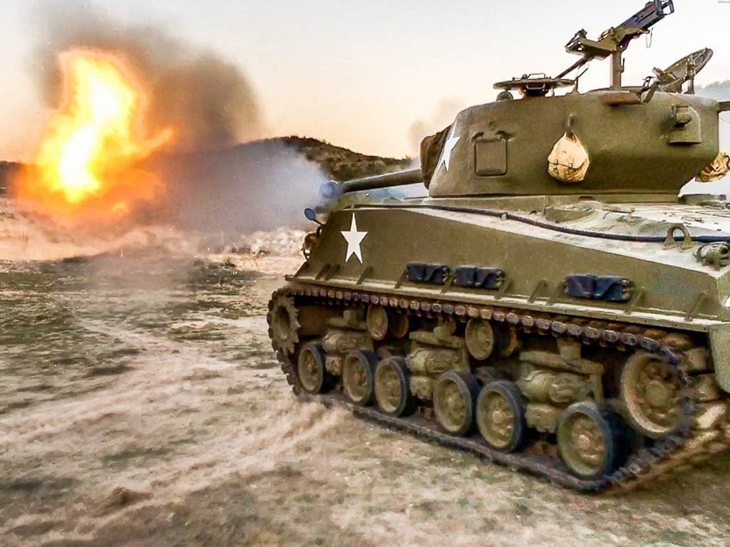 Drive a Sherman Tank, Fire its 76mm Cannon, and run cars over!