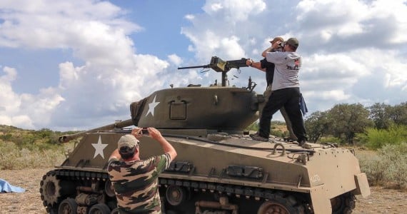 sherman tank shooting ma deuce 50 cal