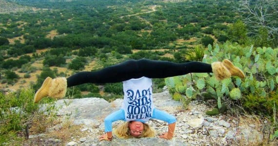 yoga on a cliff